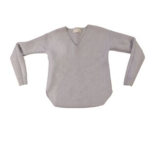 Wilfred Free Aritzia XS V-Neck Sweater Womens Gray 100% Merino Wool Cottagecore